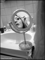 Trixie uses mascara to make her bush bigger.