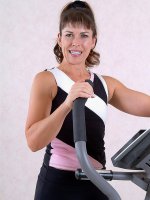 Furry pussied Andie works out and then spreads legs