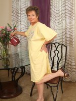 Horny 55 year old Judy plays with her mature and hairy pussy